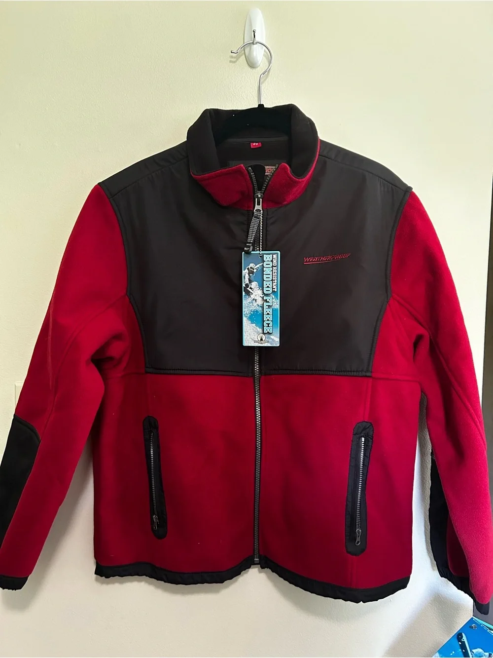 Weatherproof Men's Red Fleece Wind Resistant Jacket Size Large